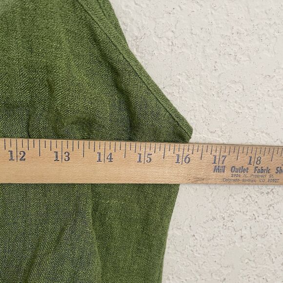 Massimo Dutti Womens Linen Dress Small Tie Front Midi Green Lagenlook Minimalist - Picture 8 of 8